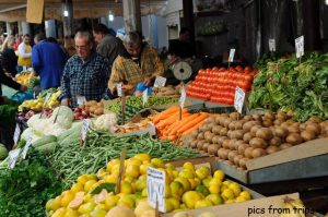 Athens vegetable stall in Central Market, Athens fruit and vegetables market in Athens