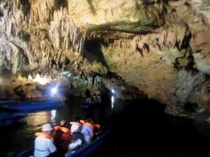 boats in diros cave