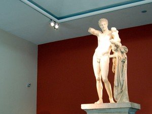 hermes of praxiteles in museum of olympia