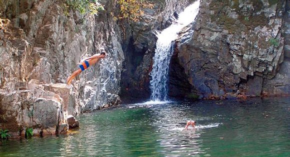 swimming in the waterfalls of Samothrace