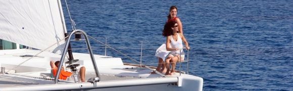 The immortalized Santorini, 5-h Catamaran imageable cruise