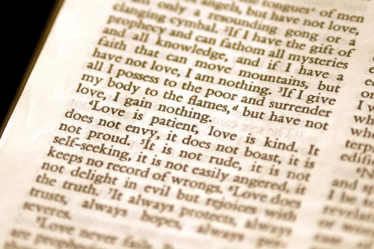 about love in Saint Paul’s first letter to the Corinthians