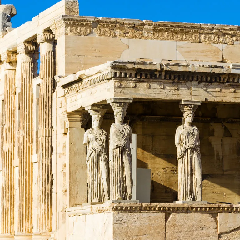 the porch of the caryatids at acropolis