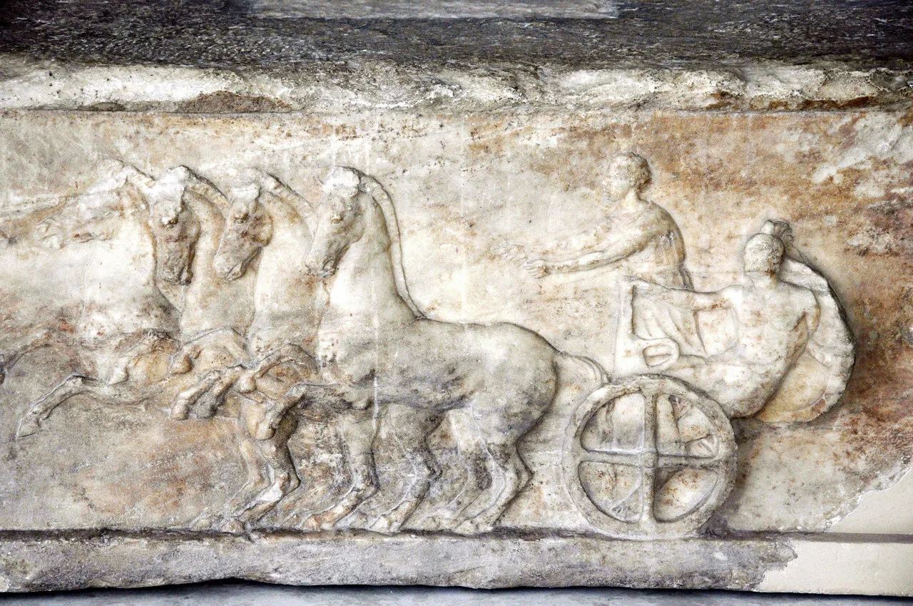 part of the parthenon frieze in the acropolis museum