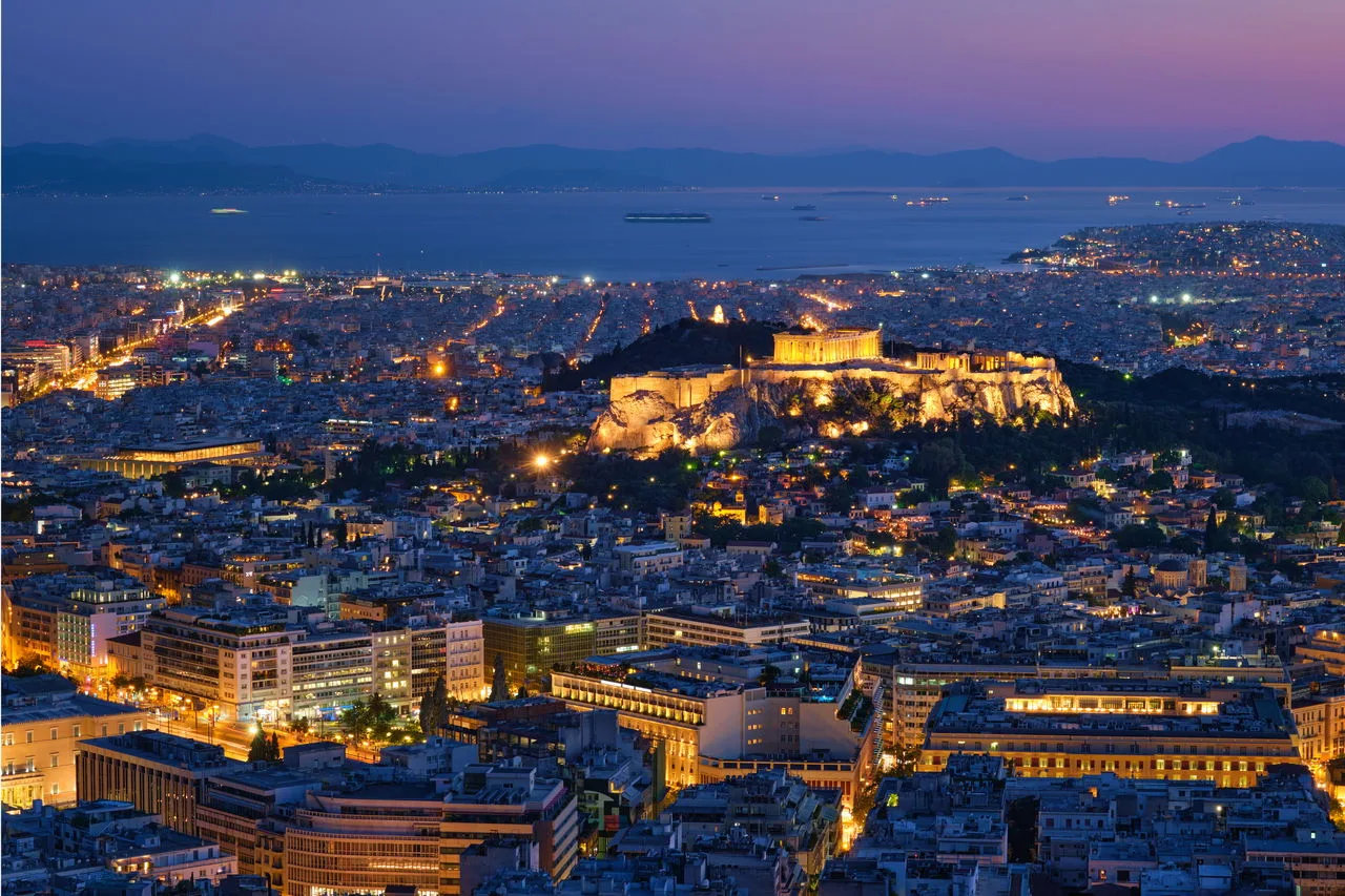 athens at night