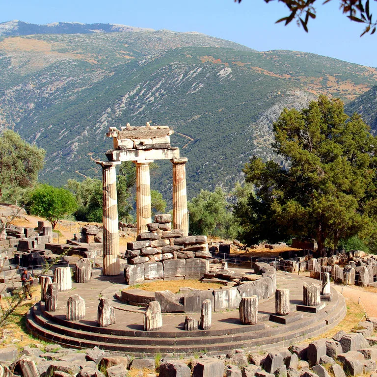 The Temple of Athena Pronaia at Delphi archaeological site