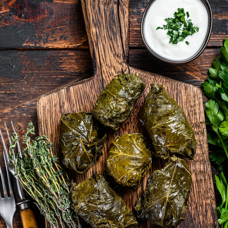 dolmadakia, stuffed vine leaves, greek dish