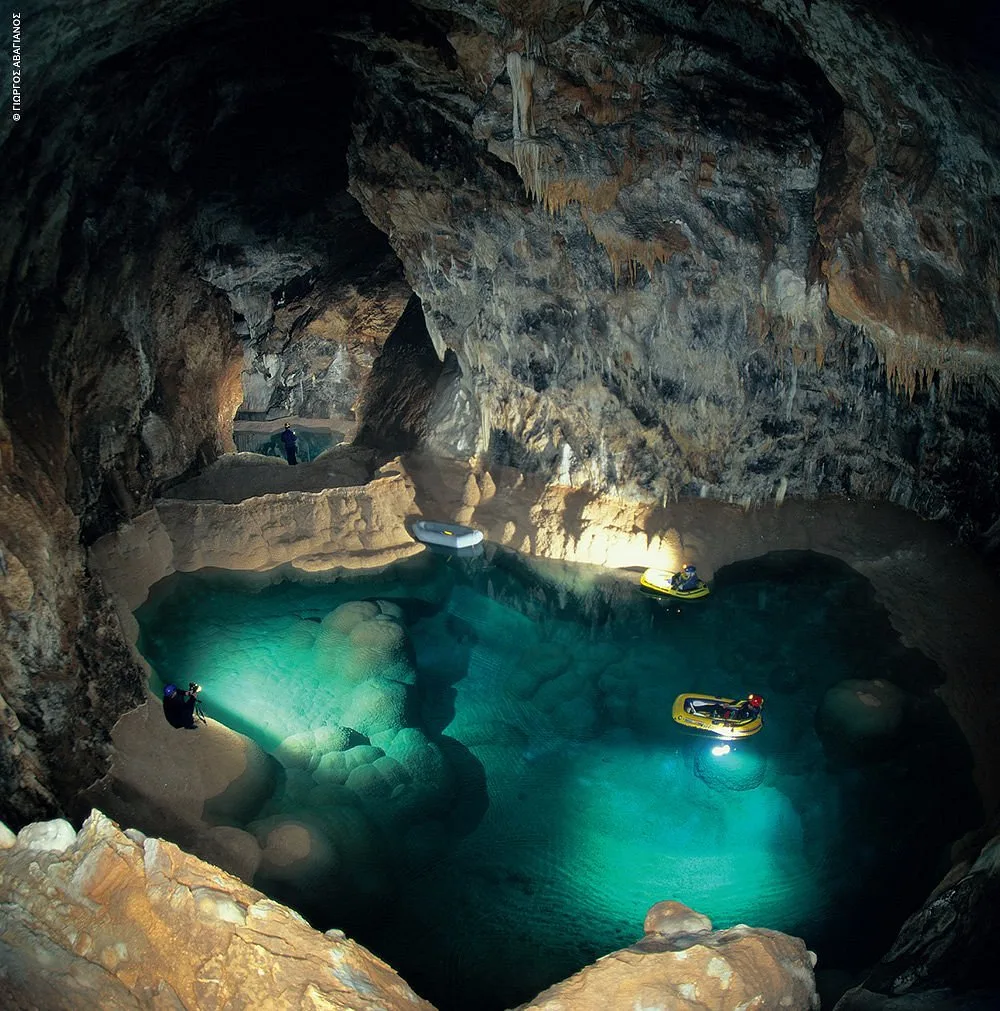 cave of the lakes near kalavrita, greece
