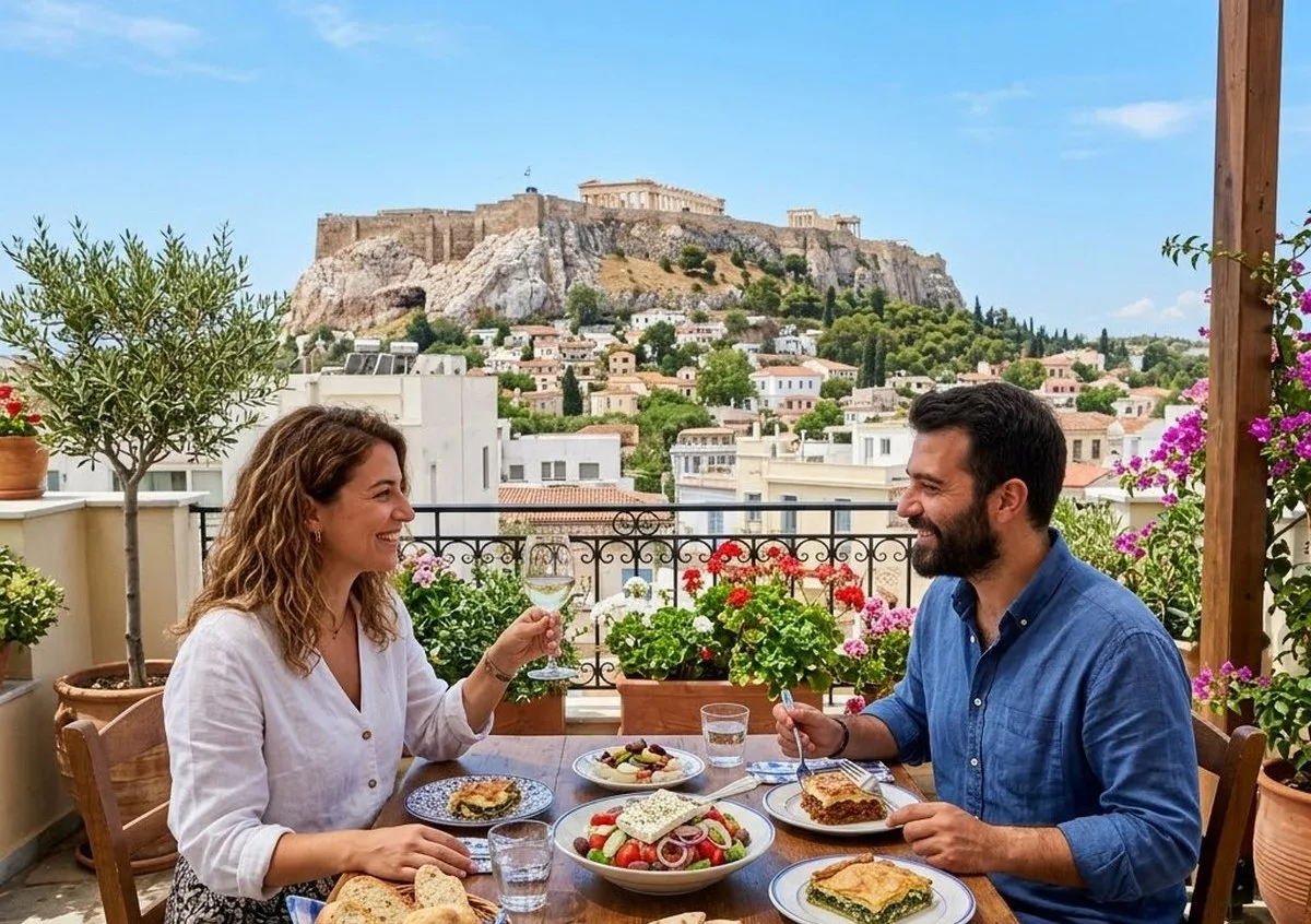 Lunch in Athens with Acropolis view